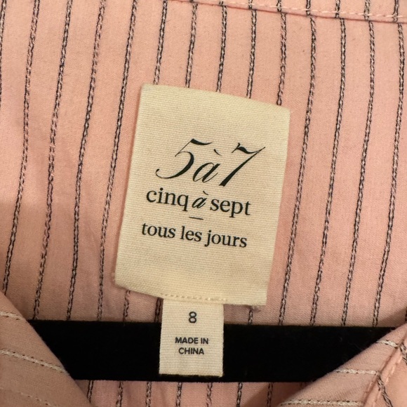 Cinq à Sept Pink Striped Knee-Length Shirt Dress - Picture 6 of 9